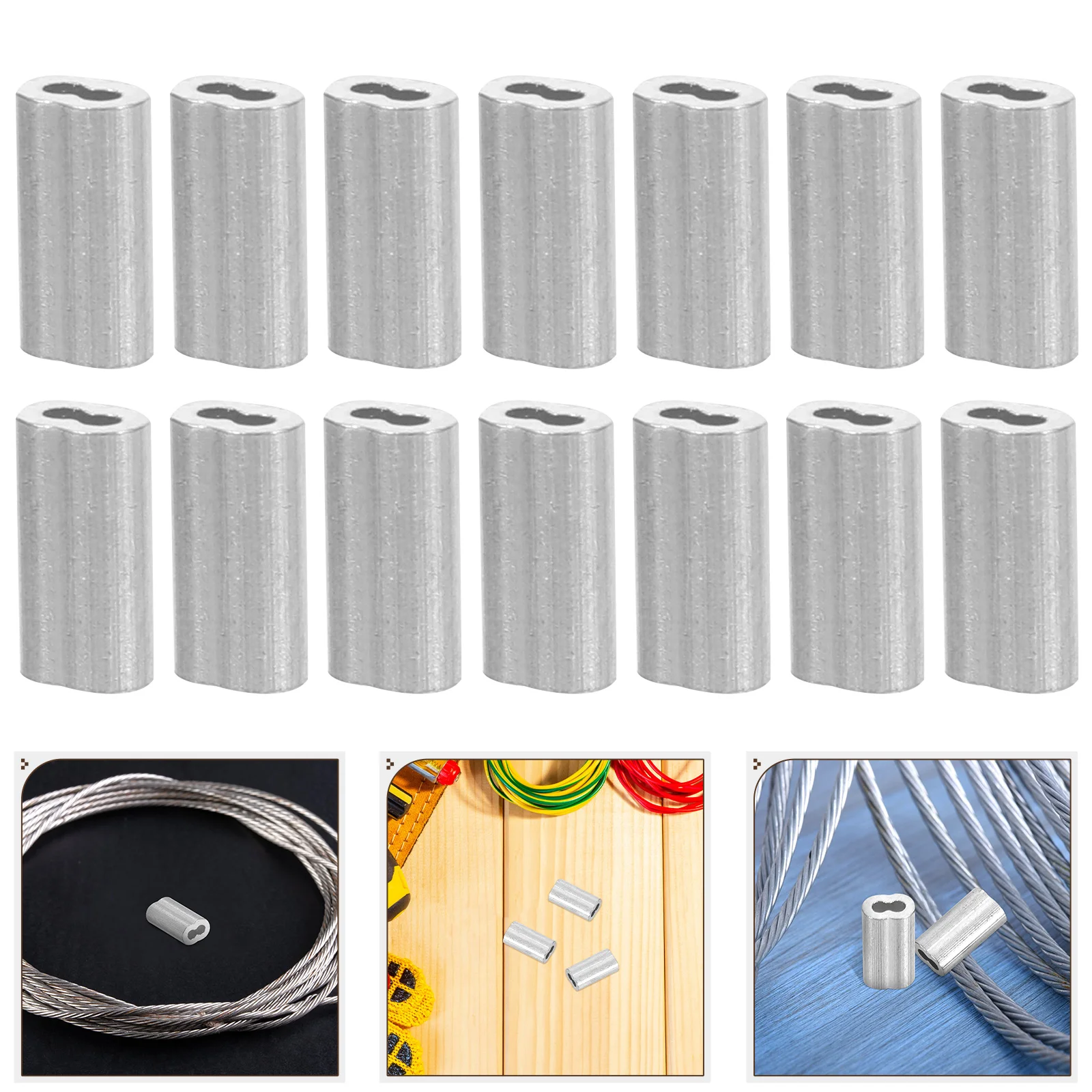 

100 Pcs 8-shaped Aluminum Sleeve Cable Crimping Tool Ferrule Kit Wire Rope Accelerator Sleeves Swaging Clamp