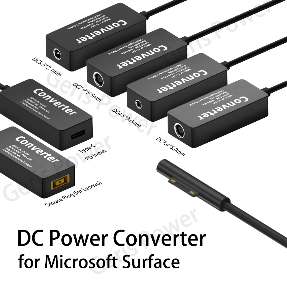 15V 65W DC Power Adapter Converter for Microsoft Surface Pro 3 4 5 6 7 8 9 Book 1/2 USB C PD to Laptop Charger for Surface Go