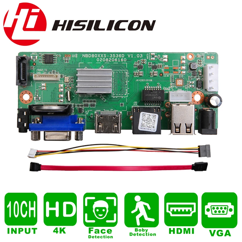 ICsee Xmeye XM Nvr Board 4K 10Ch Hisilicon chip Hi3536E IP Recorder Embedded Linux support Face Detect Onvif NBD8010S-KL-V2