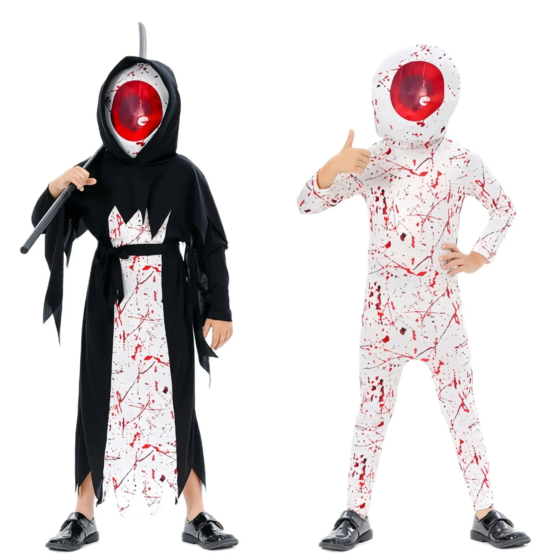 

game theme evil eyes Cosplay black white jumpsuit Costumes for Kid Party Carnival Halloween horror evil