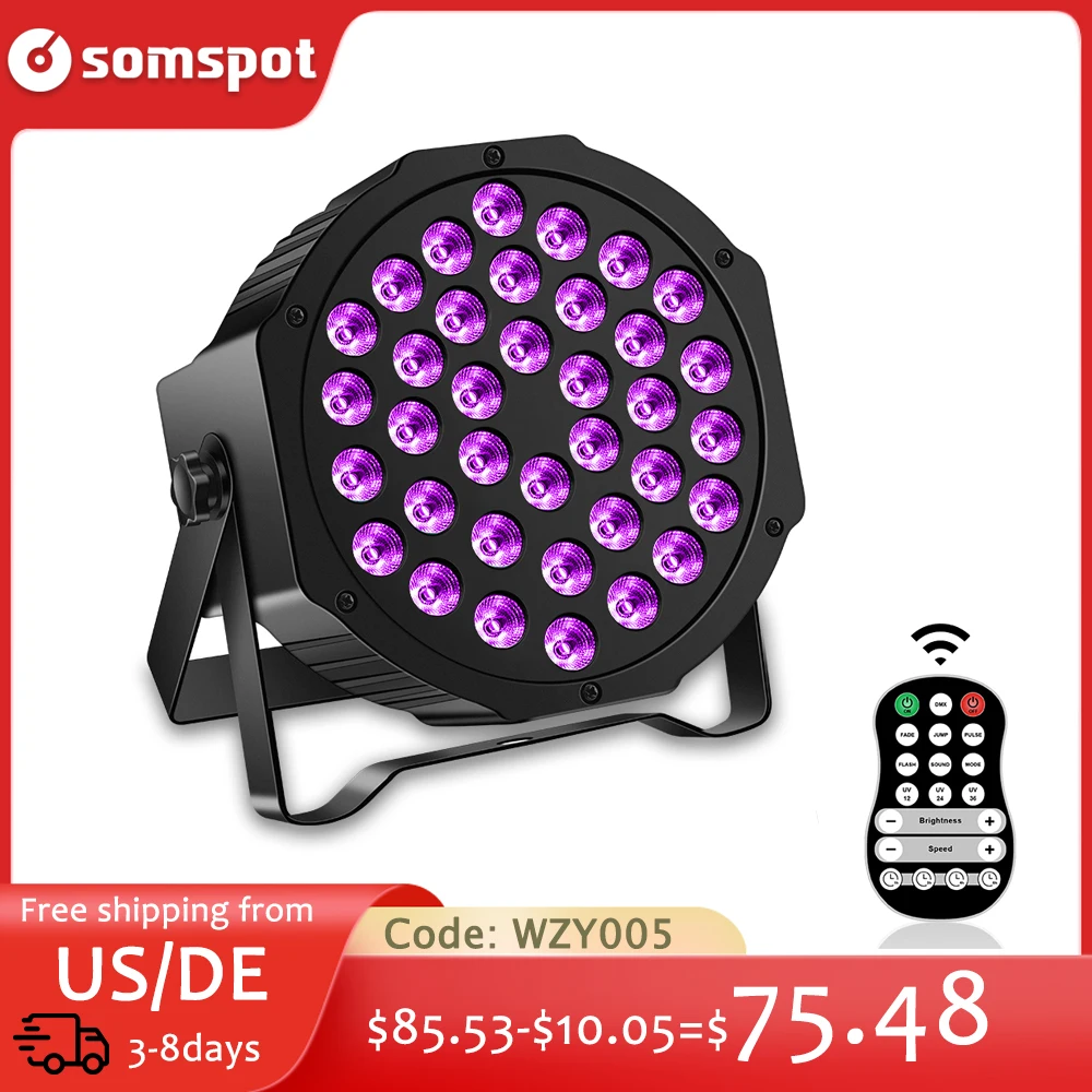 

36 LED Stage Flat Par Lighting Effect RGBW DMX 512 DJ Disco Party Holiday Christmas Bar Club Wedding Show Lights