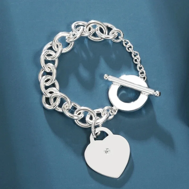 

1: 12024 New S925 Pure Silver Simple Fashion Style Egg shaped OL Multi style Heart shaped Pendant Bracelet, Valentine's Day Jewe