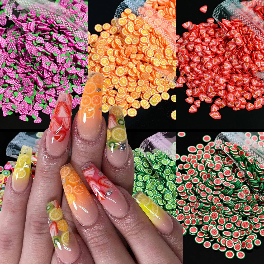 

1000Pcs Fruit Nail Art Slices Assorted Slices Colorful 3D Polymer Fruit Nail Slices Fruit Slices for Resin Nail Art Charms