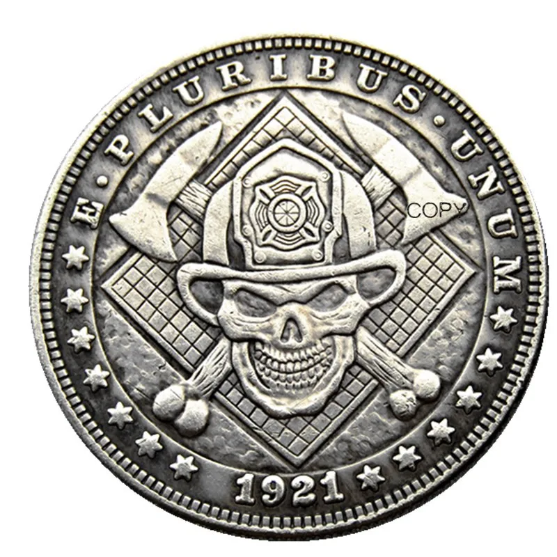 Hb(90)Us Hobo Morgan Dollar Skull Zombie Zcheletro Placcato Argento Copy Coins