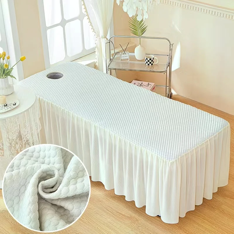 Summer Cool Bedskirt for Beauty Salon Full Cover Skin-Friendly SPA Massage Table Bed Cover Sheet Bed Skirt Colchas with Hole