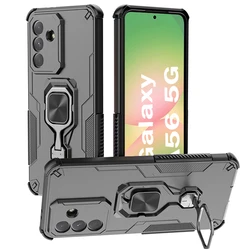 Armor Shockproof Phone Case with Rotating Metal Ring and Solid Color Back Cover - Samsung A16 (Black)