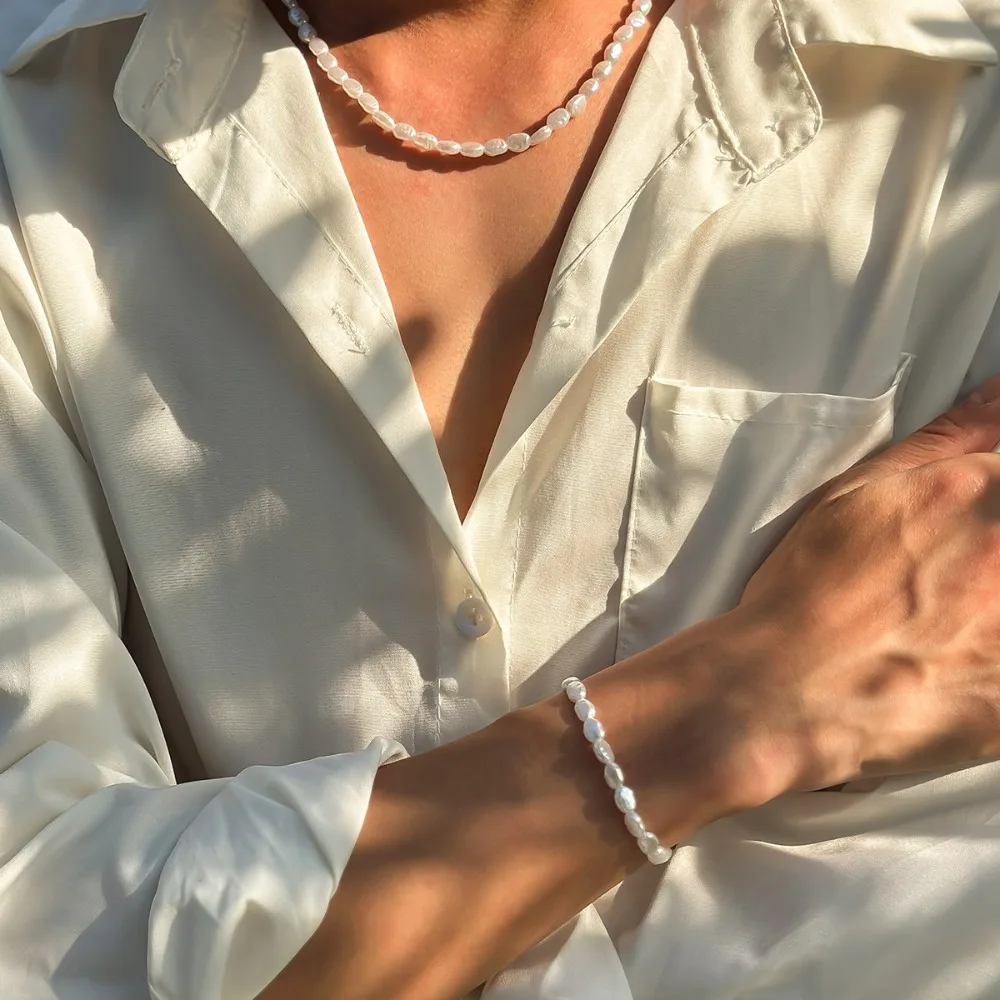Simple Imitation Pearl Choker Necklace Imitation Pearl Vintage Shaped Pearl Necklace Elegant Temperament