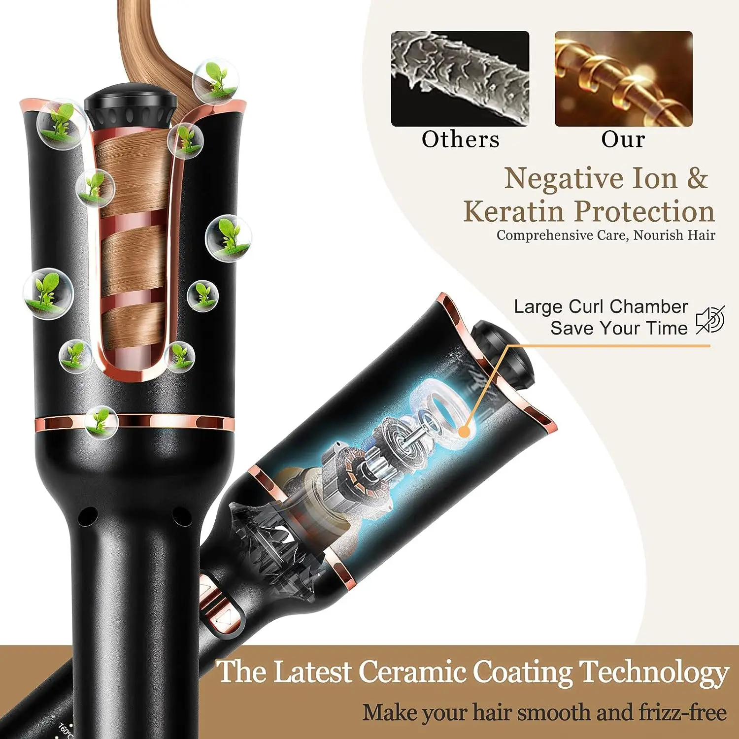 Auto Rotating Hair Curler Air Curler Spin Curl Ceramic Curling Iron Automatic Curling Wand Electric Hair Waver Iron Styler