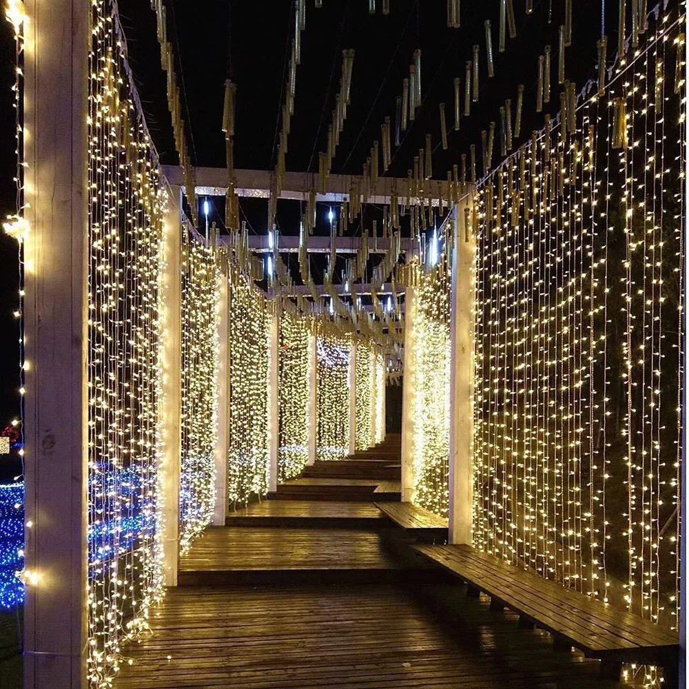 thumbnail image 1 of Guirnalda de luces LED con forma de carámbano, 110 V, enchufe estadounidense, para Año Nuevo 2025, 3 x 1, 3 x 2, 3 x 3, 6 x 3 m, decoraciones navideñas 2025, 1 of 5