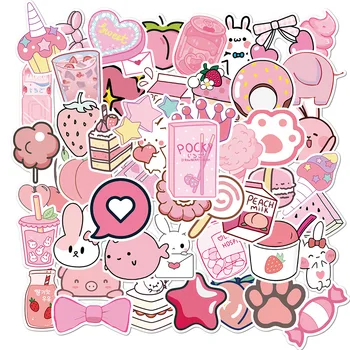 50 pz simpatico cartone animato stile rosa ragazza adesivi estetici cassa del telefono Notebook viaggio bagagli chitarra Graffiti Sticker per i bambini