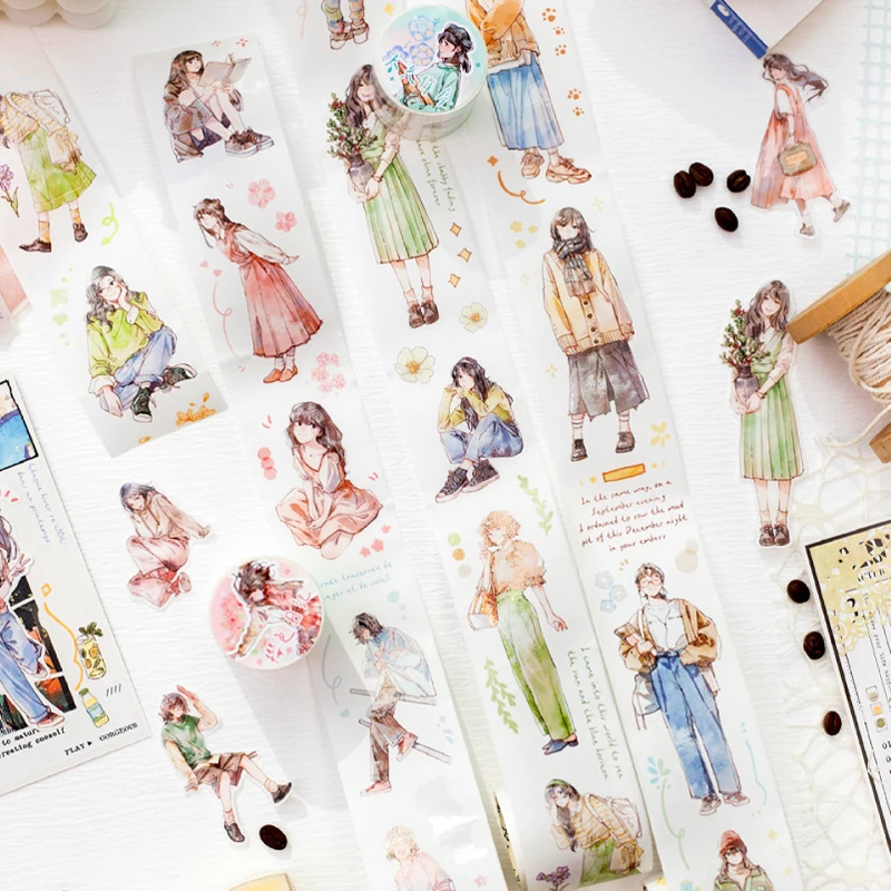 Mr Paper 6rolls/bag life histogram series long loop washi die-cut tape washi tape set colourful sticker