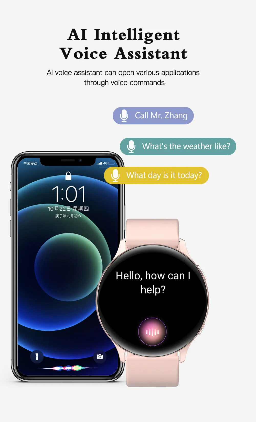 Unisex AI Voice Assistant Smart Watch