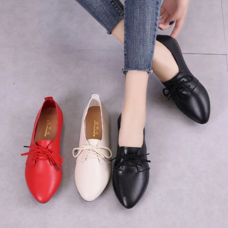 

Big Size 41 Women Flat Shoes Genuine Leather Zapatos Para Mujeres Female Cutout Slip on Shoes for Women Ballet Flat Loafers