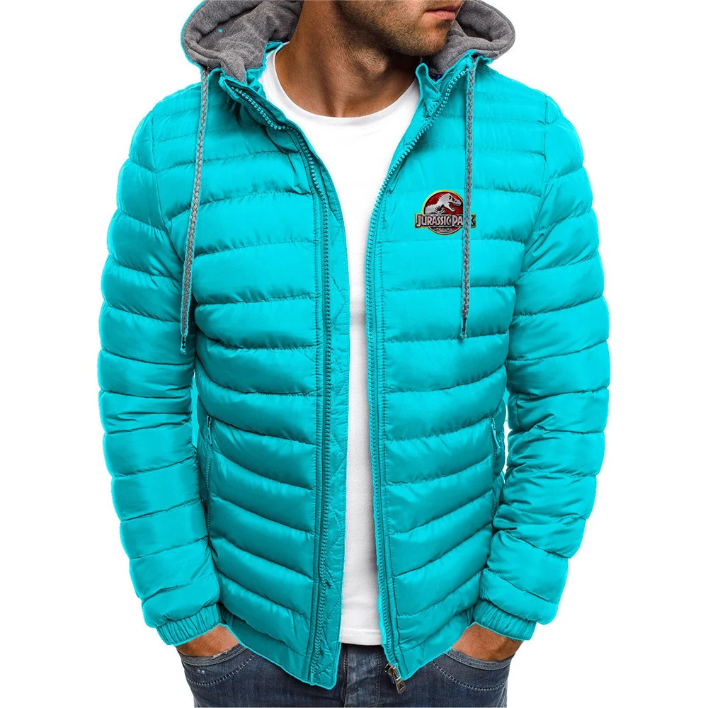 2023 Spring and Autumn New Jurassic Park Solid Hooded Cotton Suit 7 Colors Men's Coat Comfortable Clothing Leisure Parka
