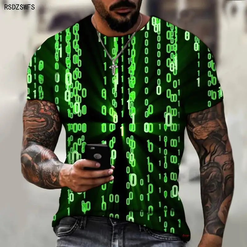 S7e683f75ef7d440884720ed53733cef6k - Short Sleeve Tech Swirl Digital Information 3D T-shirt
