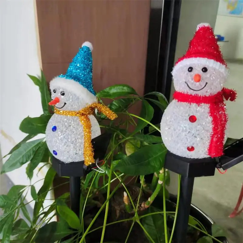 

Солнечные садовые светильники, снеговик, Рождественское украшение, водонепроницаемый светодиодный фонарь на солнечной батарее, ландшафтный уличный светильник с заземлением