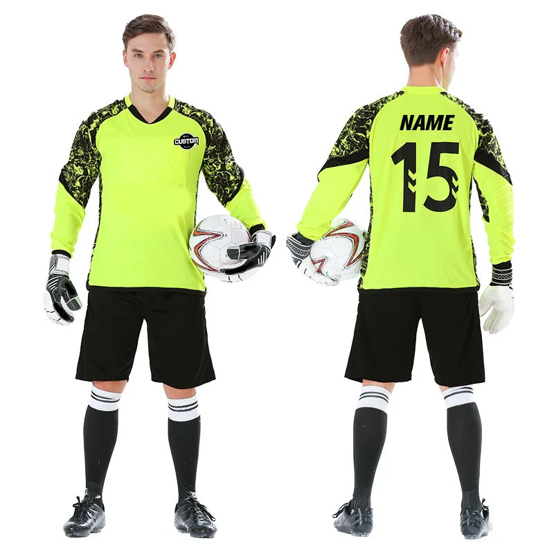 Men Football Goalkeeper Uniform Boy Soccer Goalkeeper Jersey Doorkeepers Long Sleeve Protective Sponge Clothes Shirt football uniform sports uniform sets