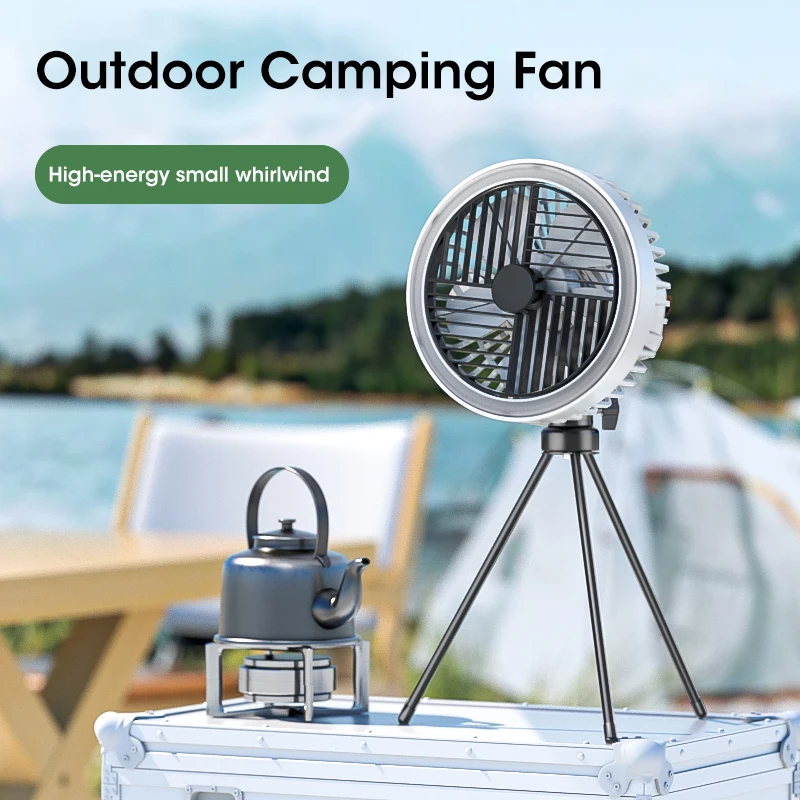 10000mAh Outdoor Fan LED Lighting Tripod Camping Fan Rechargeable Desktop  Portable Circulator Wireless Ceiling Electric Fan - AliExpress