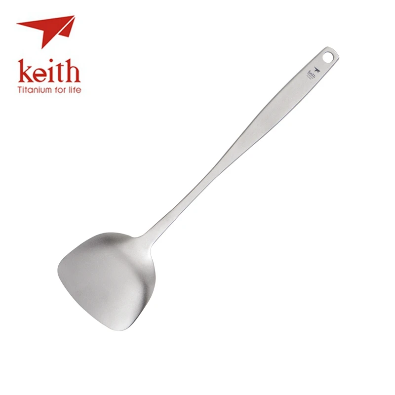

Keith Spatula Kitchen Tool Outdoor Ultralight Cooking Spatula Titanium Frosted Long Handle Camping Cookware For Picnic