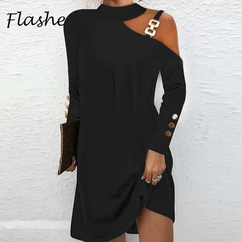 Damen Langarm Mini Hemdkleid