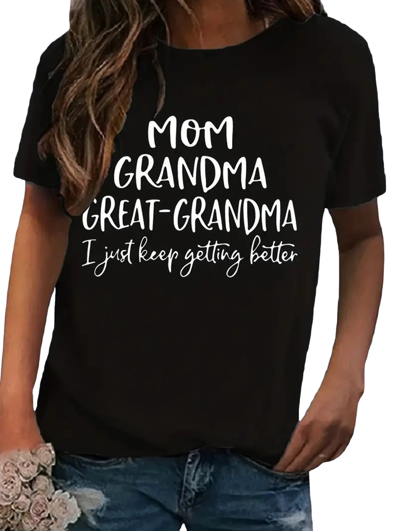 

Black T Shirt for Women T-shirts Top Summer Short Sleeve Top Tee Shirt Female Clothing