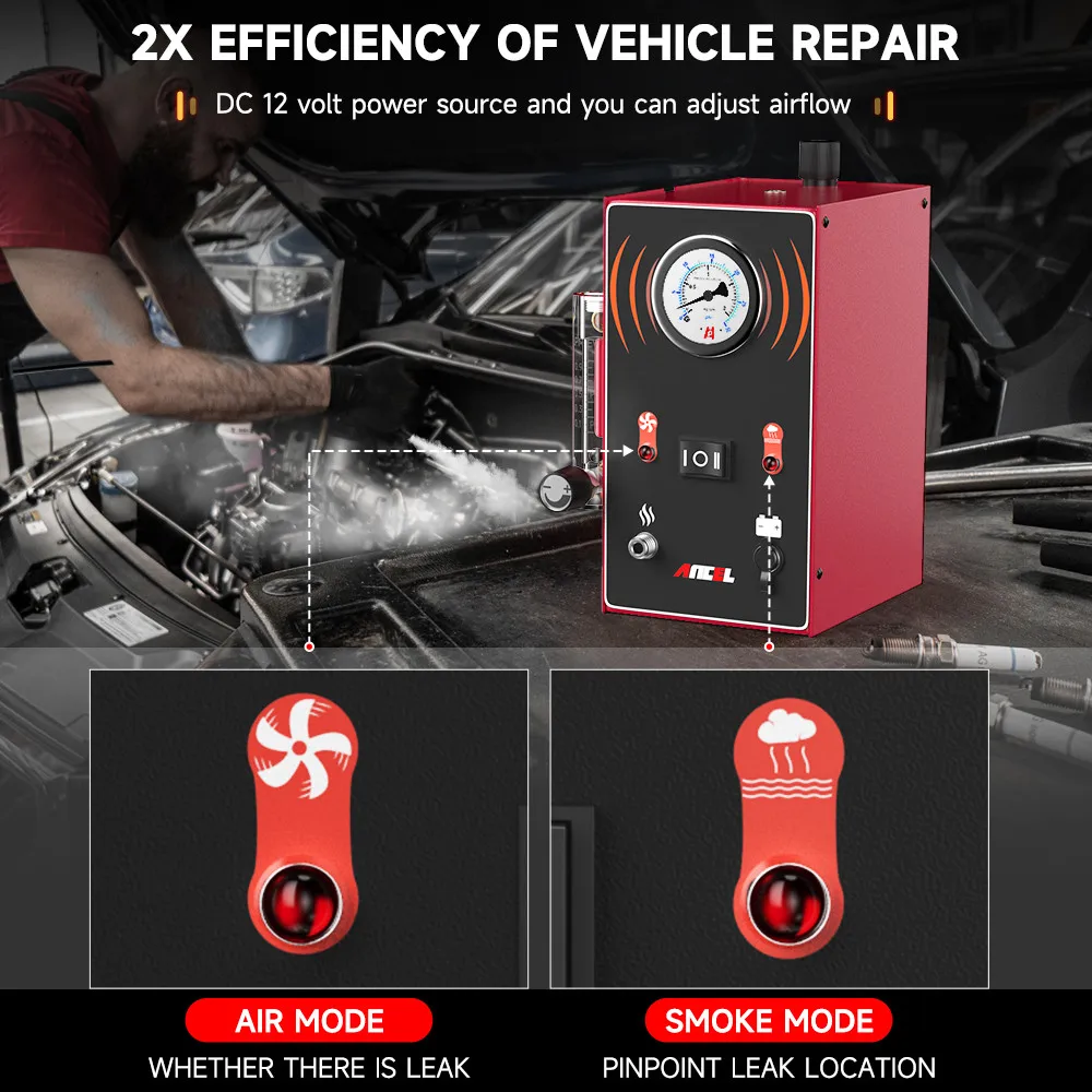 ANCEL S300 Car Smoke Leak Detector Turbo 12V with Pump EVAP Leakage Locator Oil Smoke Pipe Generator Diagnostic Tool 3