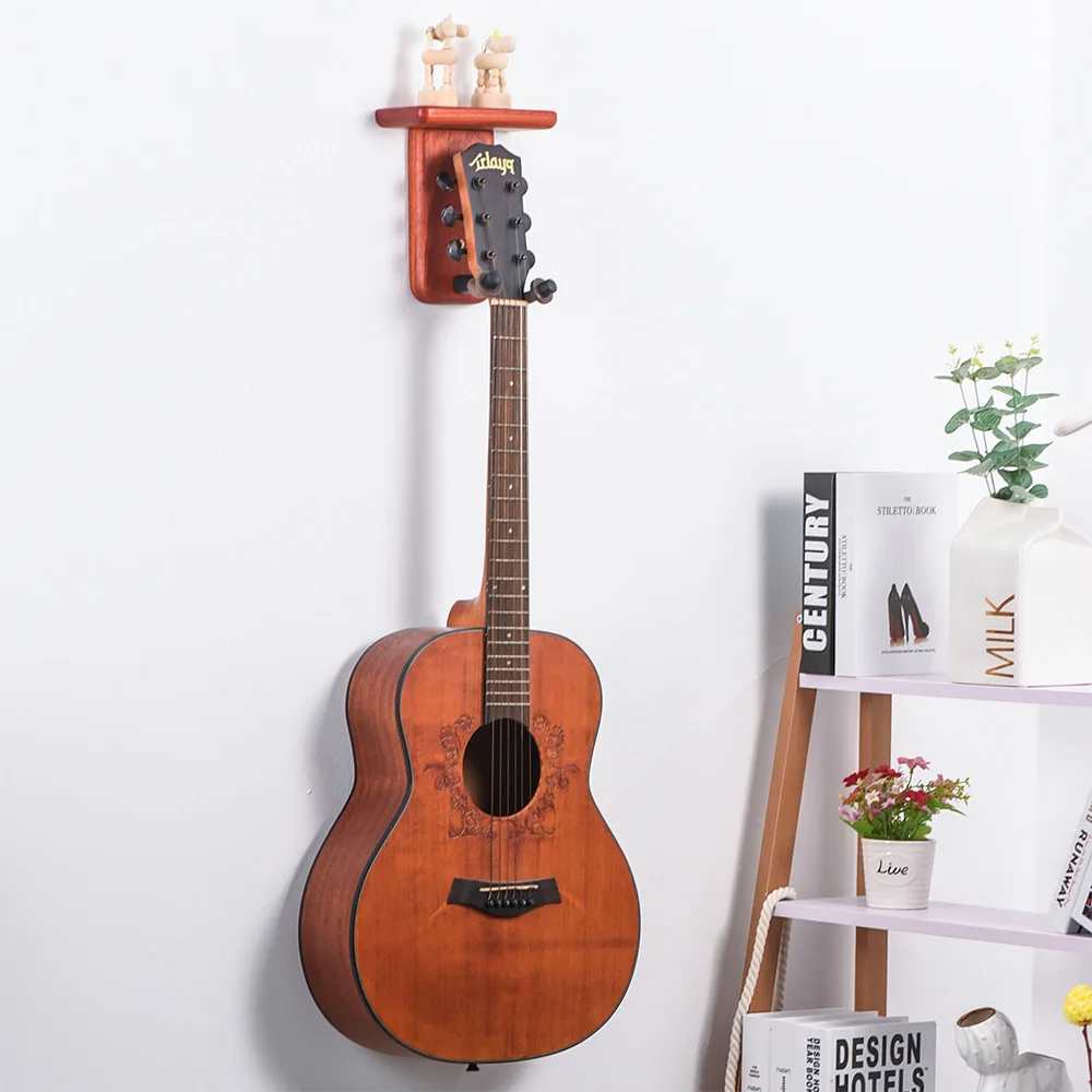 Supporto per chitarra da parete per chitarra con supporto per ripiano in  legno massello naturale per chitarra acustica elettrica o basso Ukulele  Banjo - AliExpress