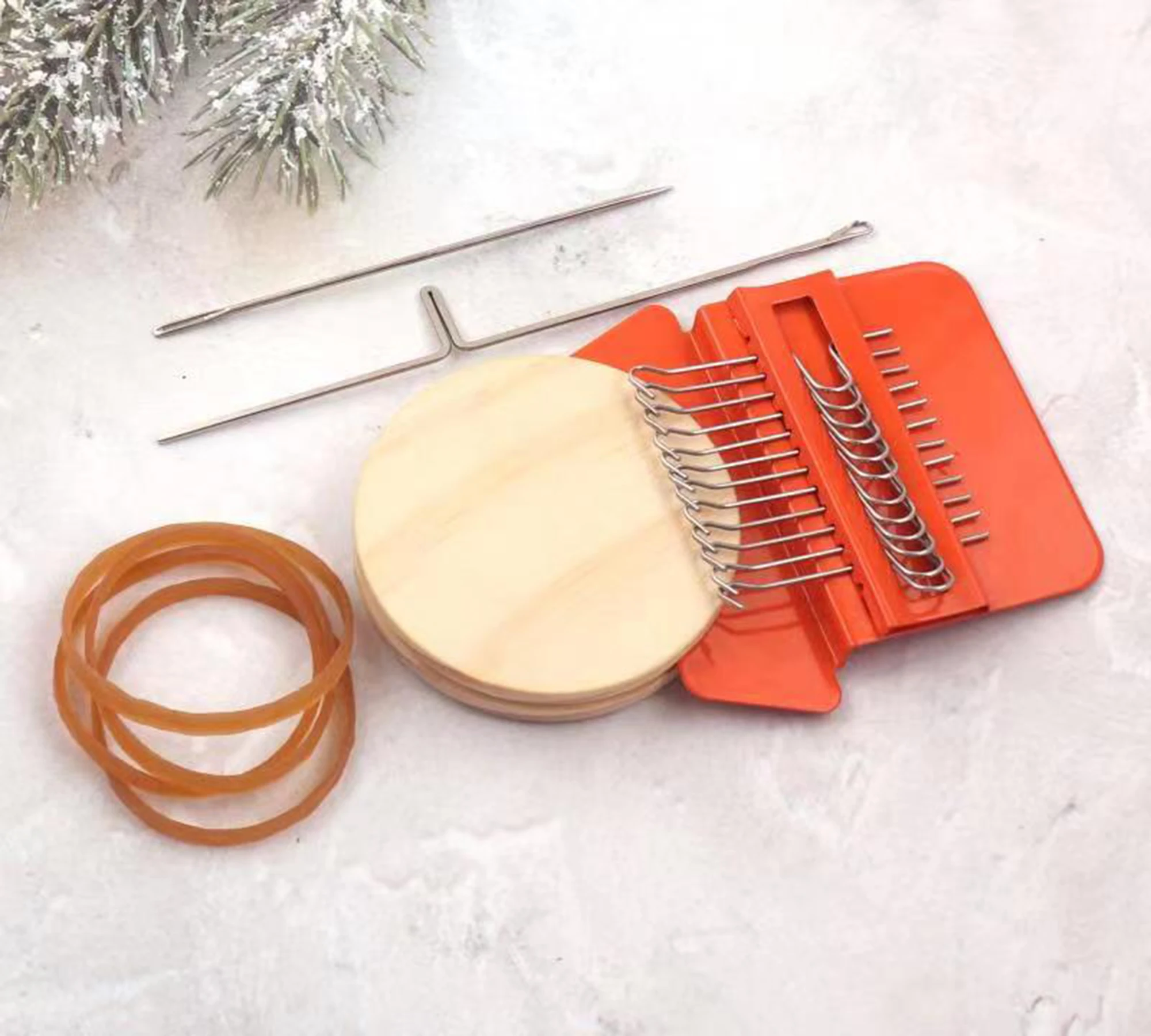 Portable Mini DIY Hand Knitting Wooden Board Type Mending 12 Hooks Loom Tool Clothes Jeans Weaving Machine Stitching Tools