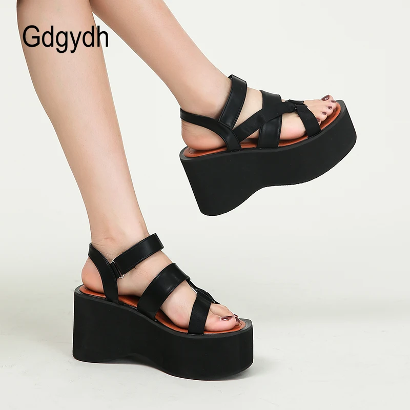 Gdgydh Womens Open Toe Flat Platform Sandals with Buckle Ankle Strap Beach Shoes Roman Style Wedge Heels Sandal Comfortable