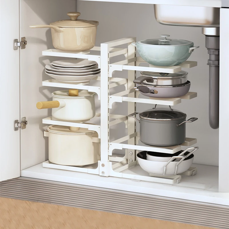 

Кухонная столешница, стойка для кастрюль из углеродистой стали, регулируемая полка для хранения, Многоуровневая многофункциональная стойка для хранения кухонных кастрюль