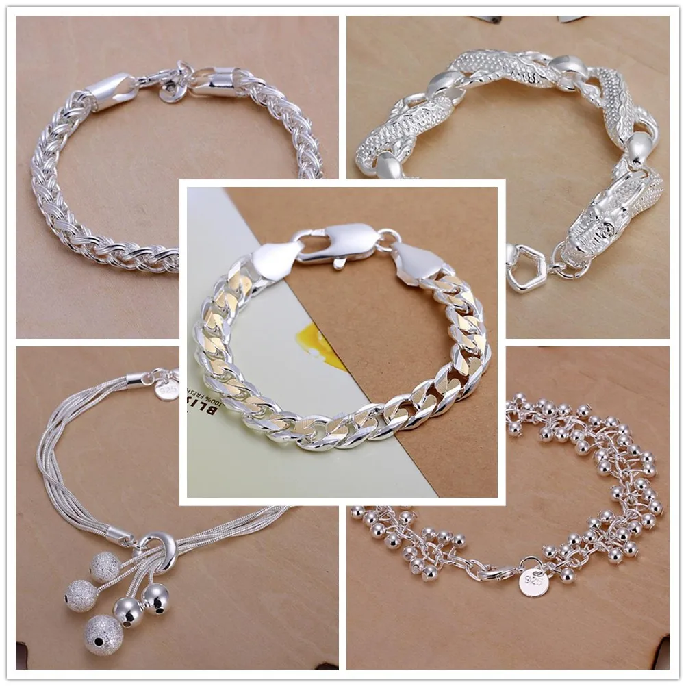 

925 Silver exquisite sandy solid chain bracelet fashion charm wedding models Cute For women men lady hot gifts