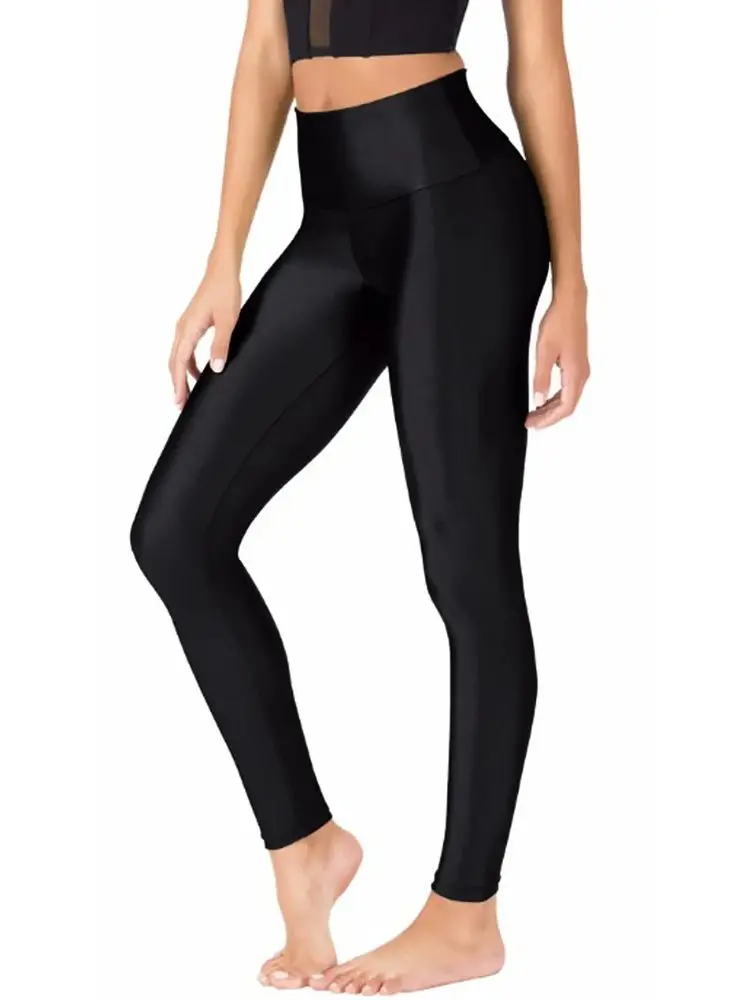 OVIGILY – Leggings de danse taille haute pour femmes, pantalons d'entraînement en Nylon et Spandex pour adultes, pantalons de gymnastique noirs
