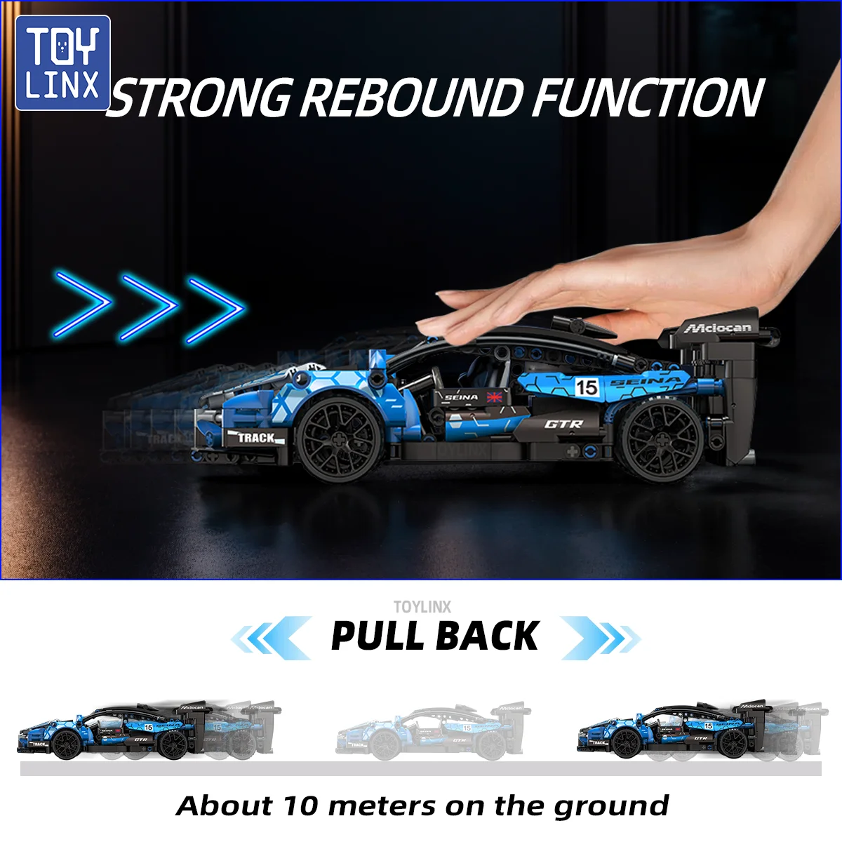 ToylinX 1/18 523 PCS Technical Mechanical Supercar Racing Building Block Assembled Toy Car for Kids construction blocks racing car building blocks building blocks car building blocks