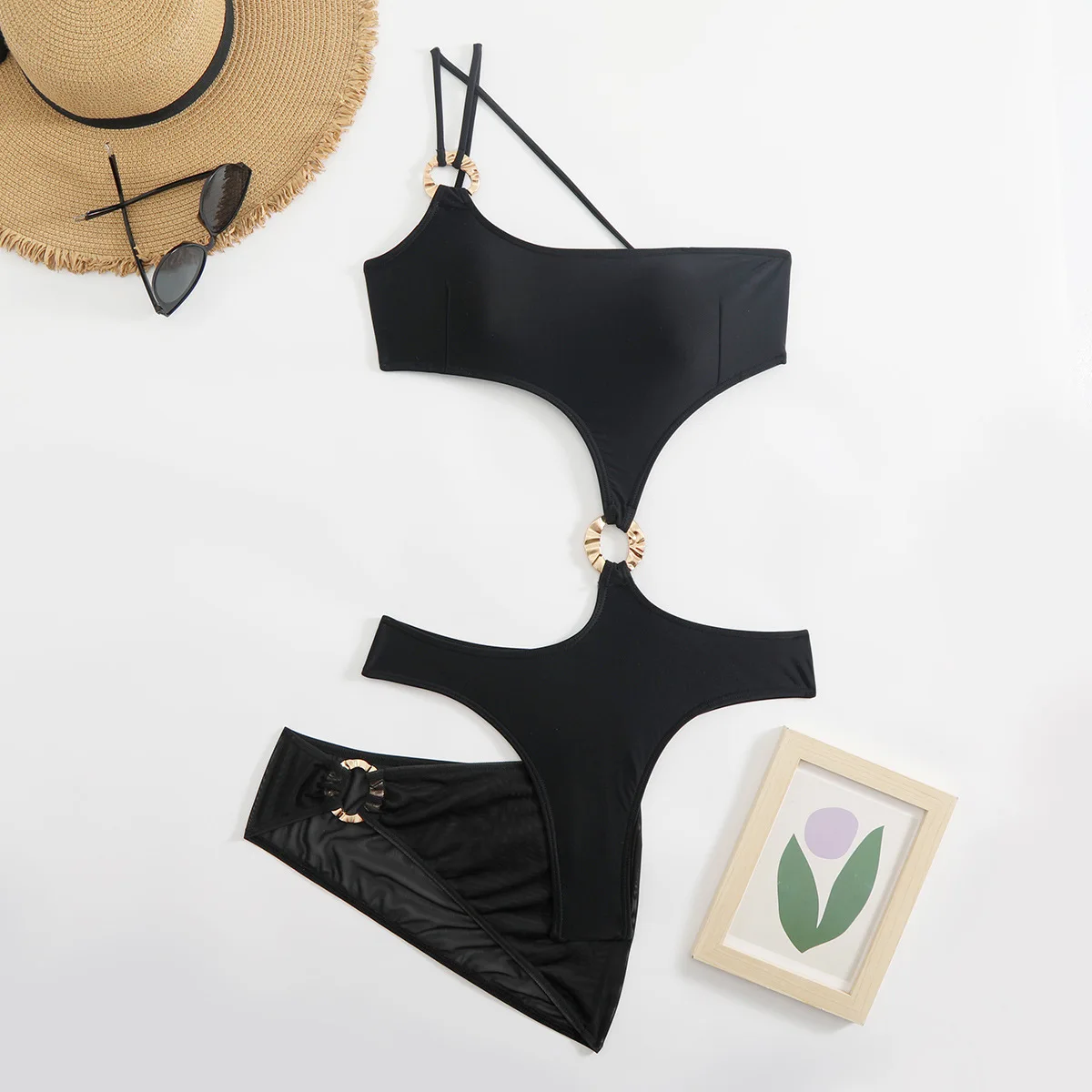 Black Sexy Bikini Single Shoulder Swimsuit Summer Swimwear Slim Beachwear Summer Monokini Solid Bathing Suit Dropshipping