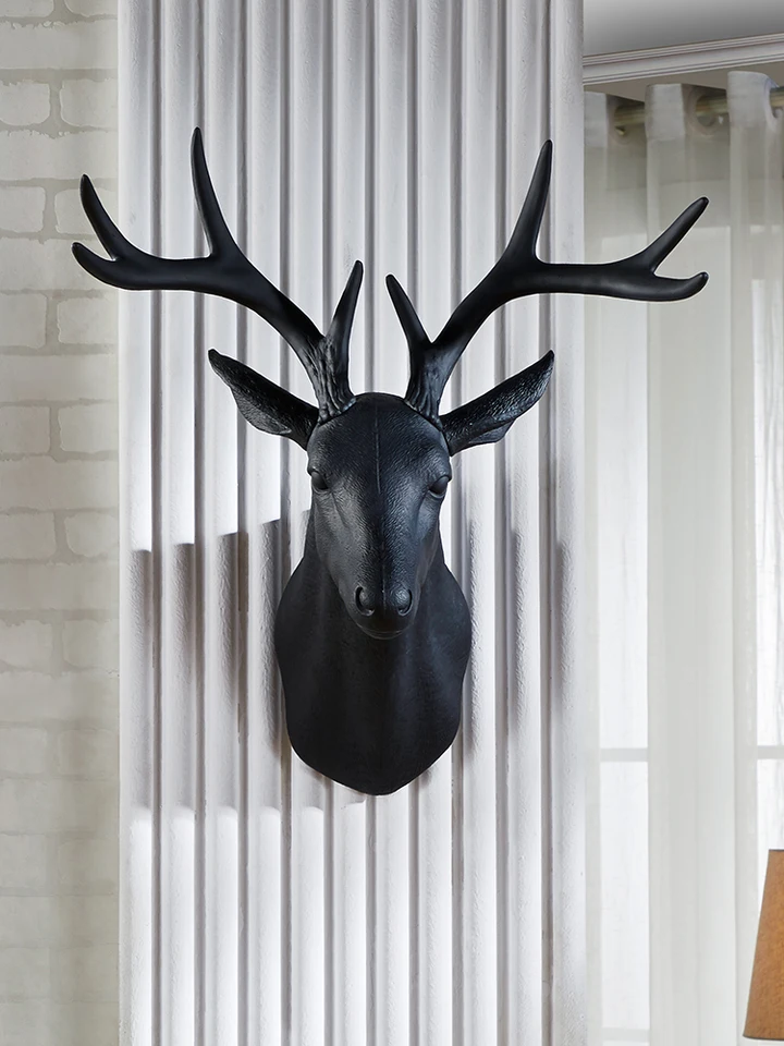 WALL CHARMERS Mini Black Faux Wolf Head Wall Decor | 9" Handmade Resin Sculpture For Farmhouse & Gallery Walls