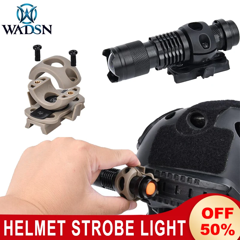 

Wadsn Fast Helmet Strobe Light Tactical Telescopic zoom Military Helmet Flashlight Clamp Adaptor Airsoft Hunting Scout Light