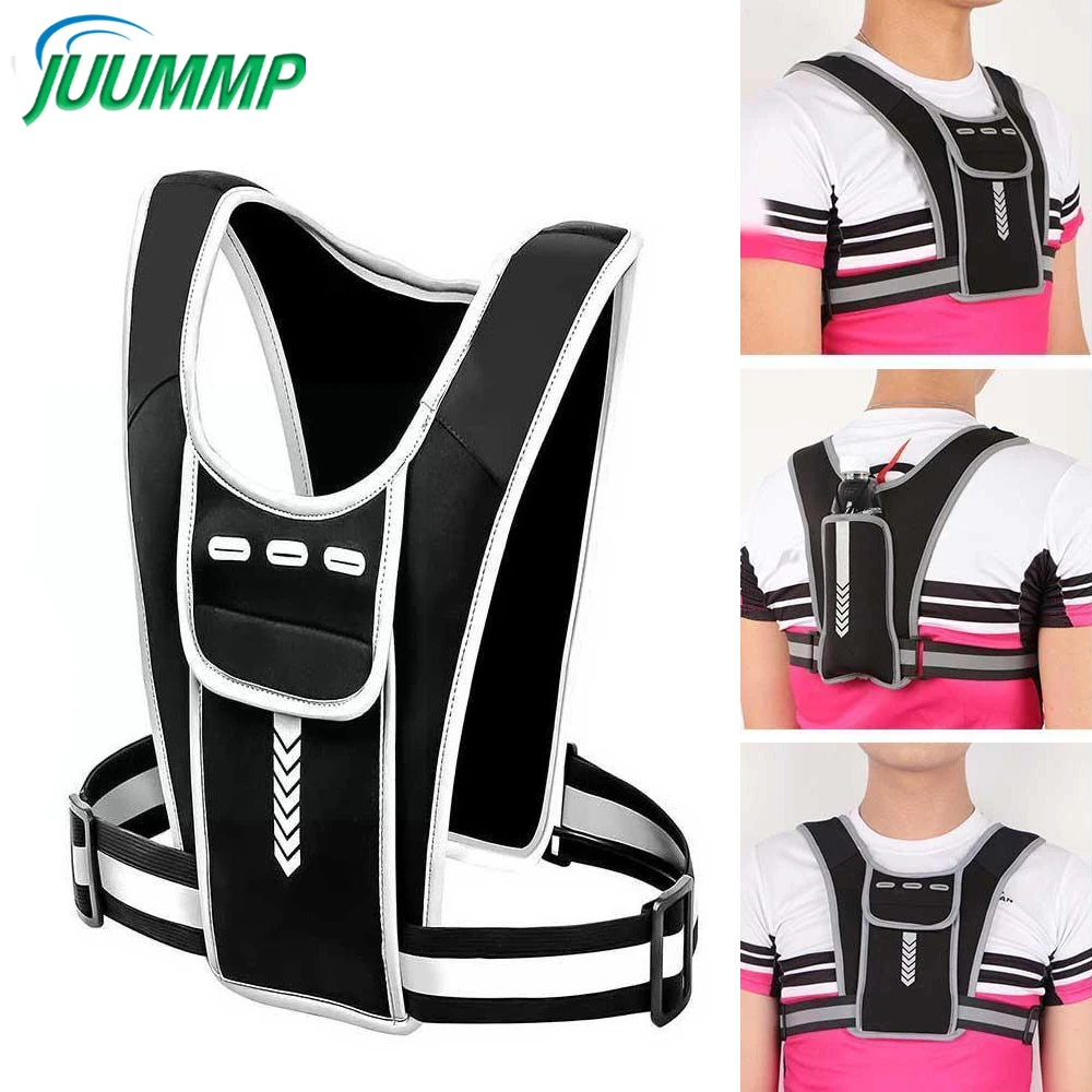 

Running Vest Phone Holder for Men Women, Waterproof Cell Phone & Key Pouch, Reflective Hydration Vest Train Free Workout Gear