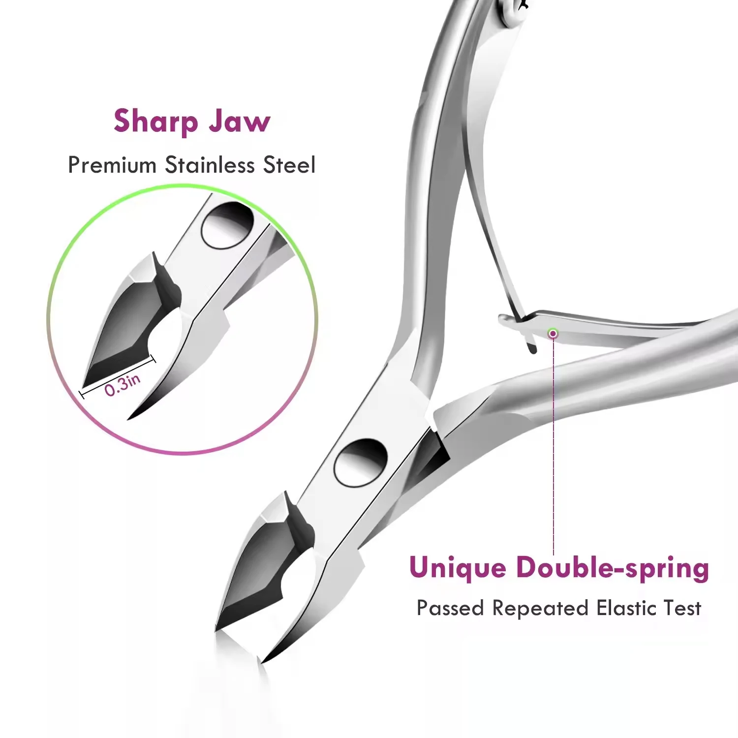 Cuticle Pliers with Cuticle Pusher Stainless Steel Cuticle Remover and Trimmer Perfect For Fingernails and Toenails 2