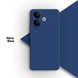 Sleek Silicone Solid Color Lens Protection Phone Case for Vivo V60 Lite (Navy Blue)