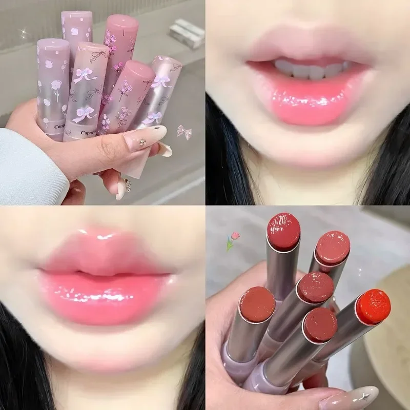 Red Heart Grapefruit Lipstick Water Glossy Peach Jelly Lip Gloss Lasting Moisturizing Lipstick Easy To Color Waterproof Lip Tint