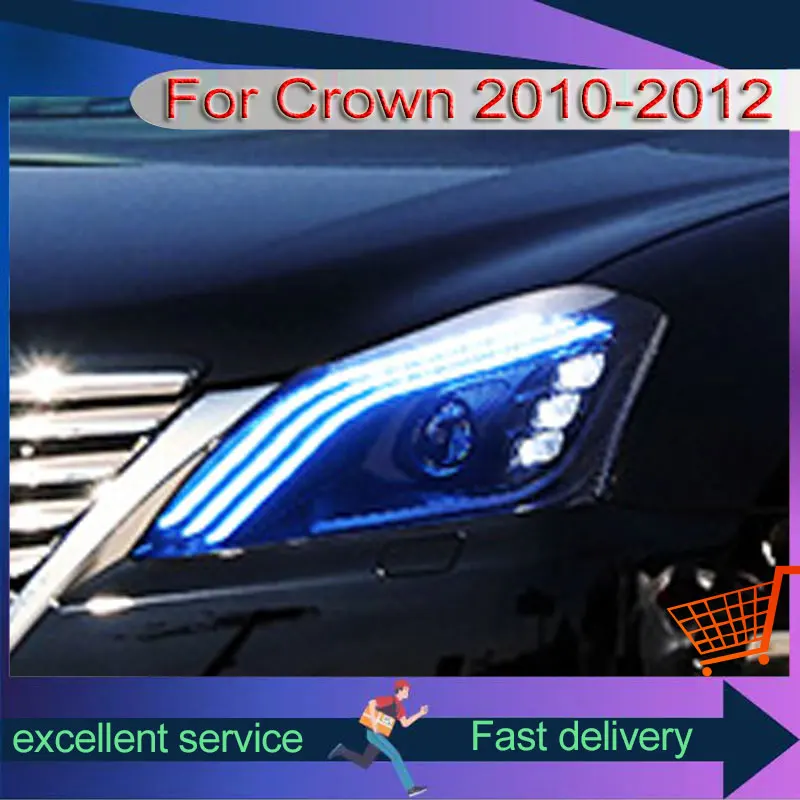 

Car Styling For Toyota 2010-2012 Crown Headlight Upgrade DRL Front Lamp LED Dynamic Turn Signal Projector Lens Auto Accessories