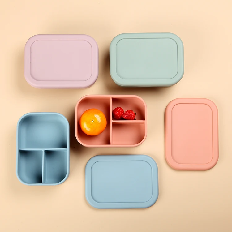 Portable Lunch Box Bowl Silicone Food Container Tableware Salad Bowl Silicone Lunch Box With Lid