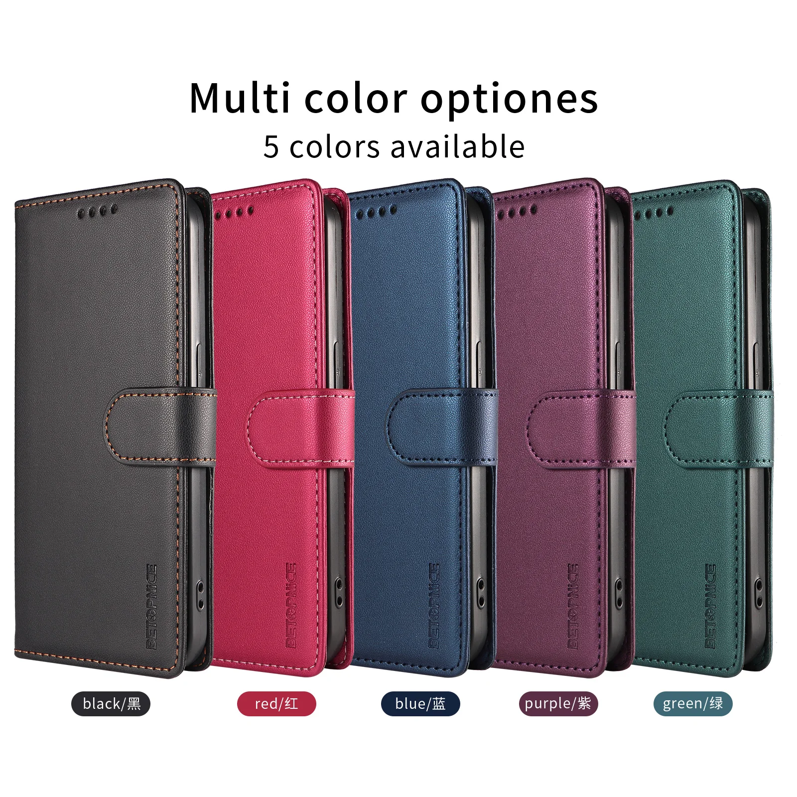 Magnetic RFID Blocking Leather Wallet Case with Card Slot & Shockproof Protection