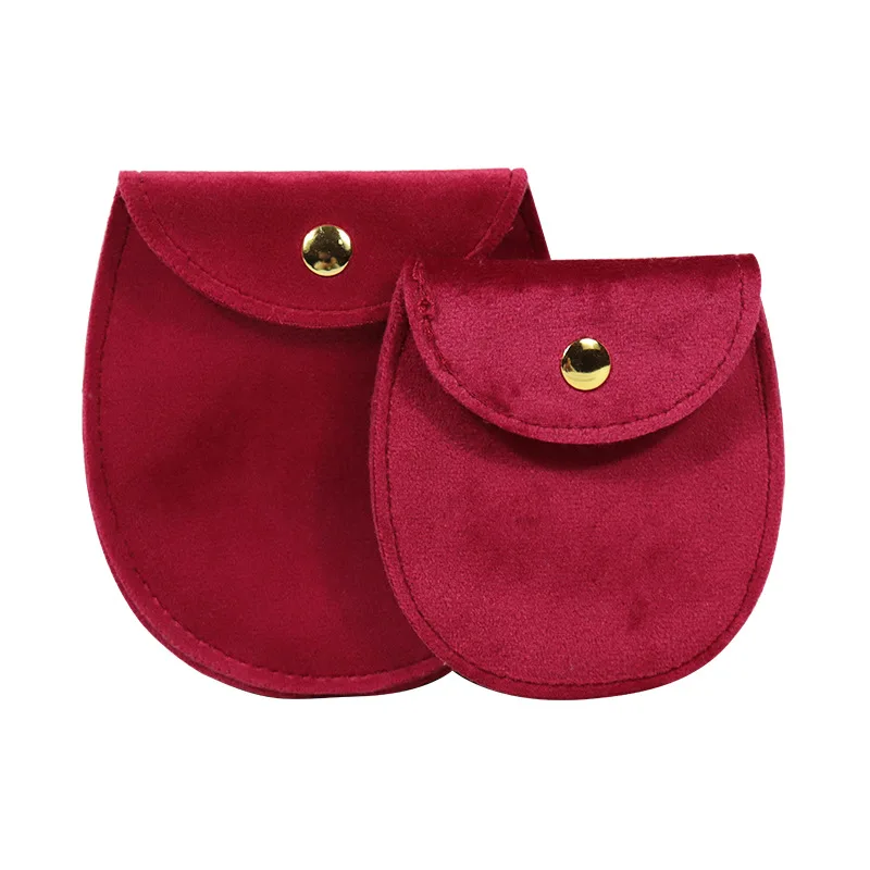 Borsettina Portagioie In Velluto Con Bottone A Scatto - 7,5x9,3 Cm Verde - Sacchetto Regalo Per Anelli, Orologi, Monete, Rossetti