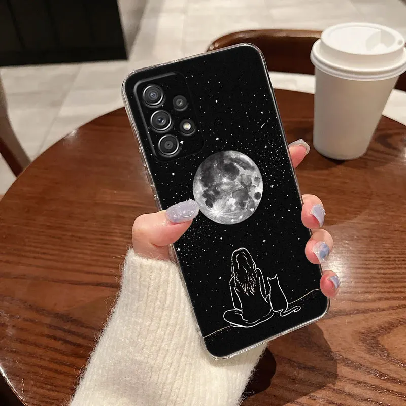 Charming Cat Line Art Clear Phone Case Cover