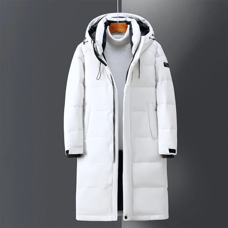 Men's Winter Jacket Hood Feathers Puffer White Duck Long Down Jacket Men Black Parka Coat Warm Autumn Dack Thick Casual Top