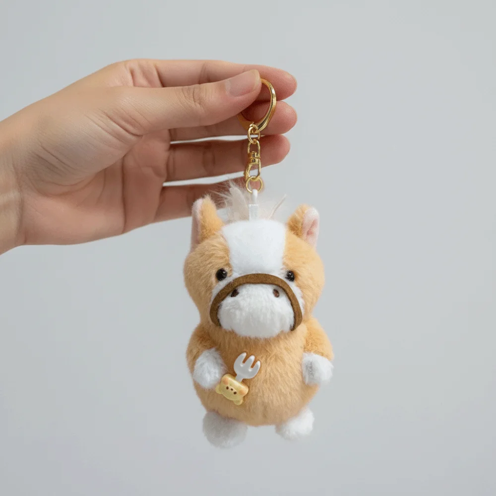 Funny Cute Mini Horse Keychain Lifelike Fluffy Texture Year of The Horse Year of Horse Soft Horse Pendant Chinese New Year
