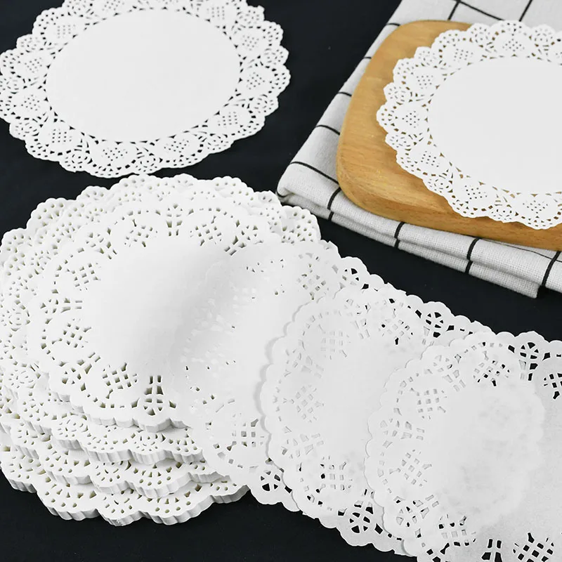 Set 150 Tovagliette Di Carta Rotonde In Pizzo Bianco - Per Torte, Dessert E Eventi - Diametro 11.5cm - Foto 2