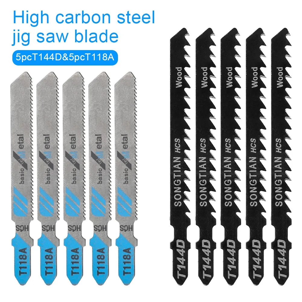 

10Pcs T144D+T118A Assorted Blades Jigsaw Blades High Carbon Steel Blades For Woodworking Tool Cutting Stainless Steel Plates