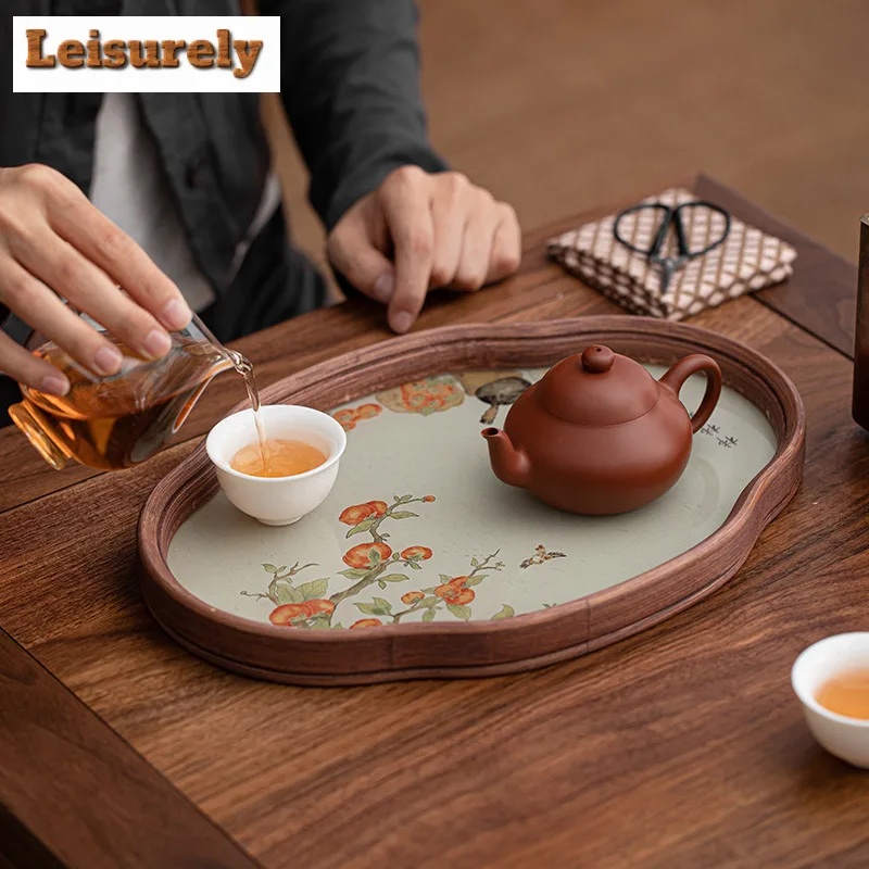 Persimmon Ruyi Bamboo Color Begonia Tea Tray Dessert Candy Tray Coffee Storage Board Decorative Tray Dishes For Serving Teaware